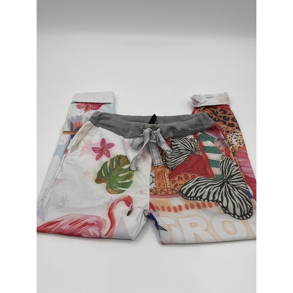 Venti6 Women's Tropical Flamingo Leopard Butterfly Print Joggers Pants Multi SM